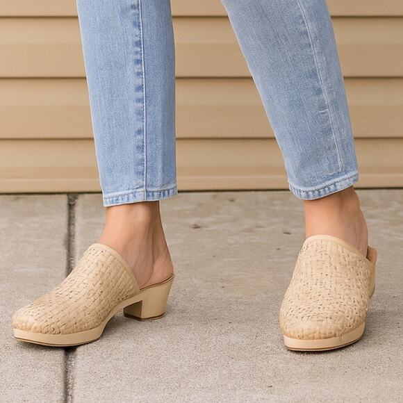 Madewell SZ 8 The Jordyn Clog in Woven Leather Desert Dune - Picture 1 of 8